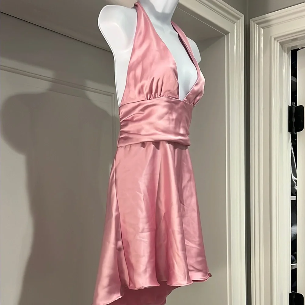 Zara NWT Elegant Pink Halter Dress Size Large - Picture 2 of 5